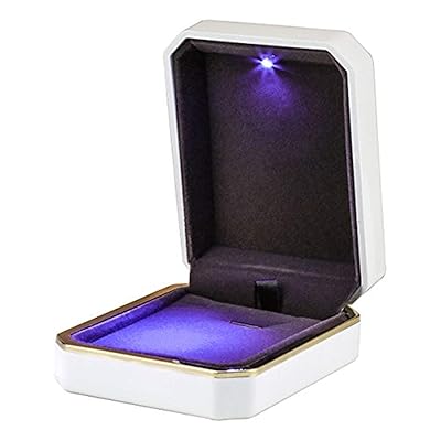 LED Jewelry Gift Box Case Elegant Velvet Necklace Pendant Box Bracelet Box with LED Light for Jewelry Display Wedding Engagment Valentine's Day White Size：2.75"x3.54"x1.38&quot