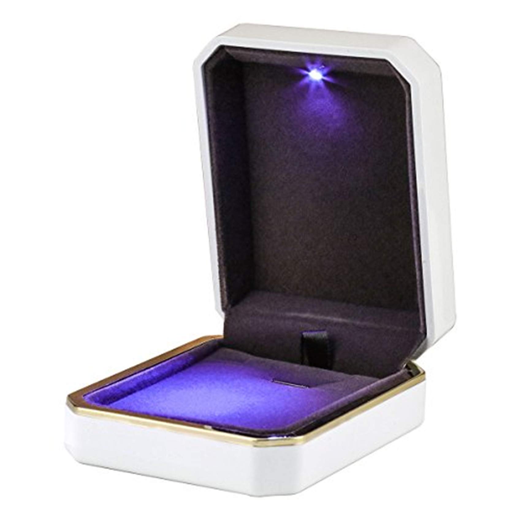 LED Jewelry Gift Box Case Elegant Velvet Necklace Pendant Box Bracelet Box with LED Light for Jewelry Display Wedding Engagment Valentine's Day White Size：2.75"x3.54"x1.38"