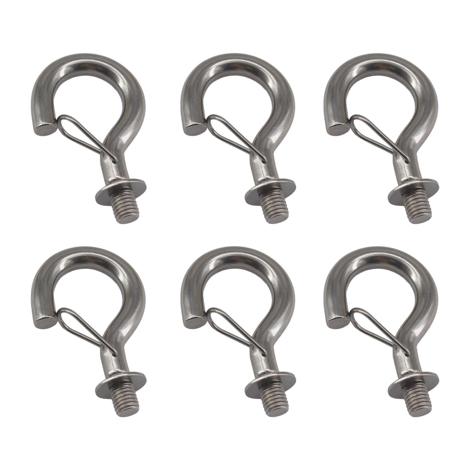 Zerniple (6 Pieces) M8 Hanging Hook 304 Stainless Steel Screw in Ceiling Hook Eye Hook with Spring Buckle
