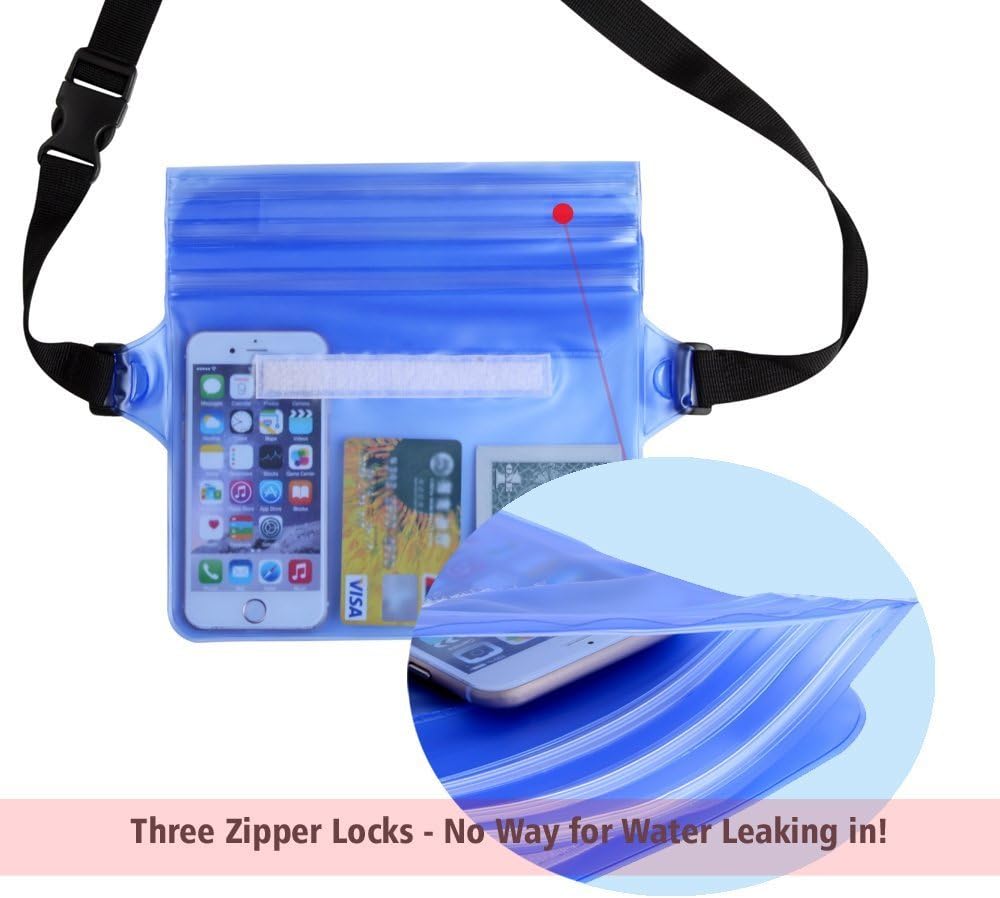 Zacro Waterproof Pouch Bag with Waist Strap (2 Pack) for Beach IP68 Waterproof Waist Bag Dry Bag with Adjustable Belt for Swimming Boating - Image 5