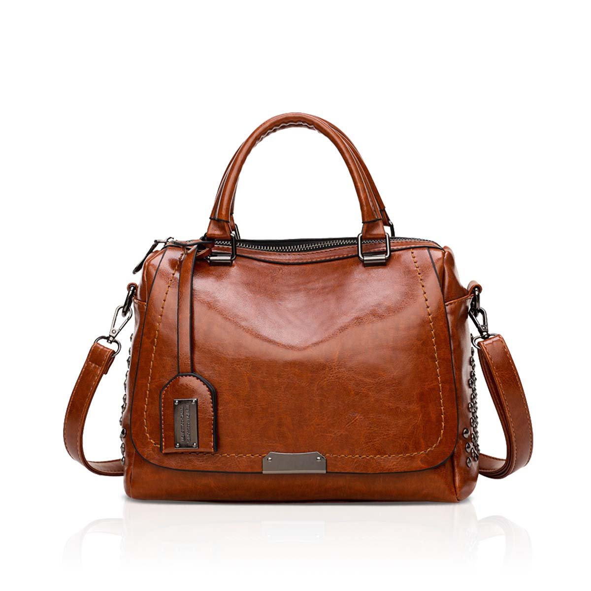 NICOLE & DORIS 2026 New Fashoin Women Handbags Top Handle Handbag Fashion Style Zipper Shoulder Bag Messenger Bag for Ladys PU Leather Tote Bags Brown