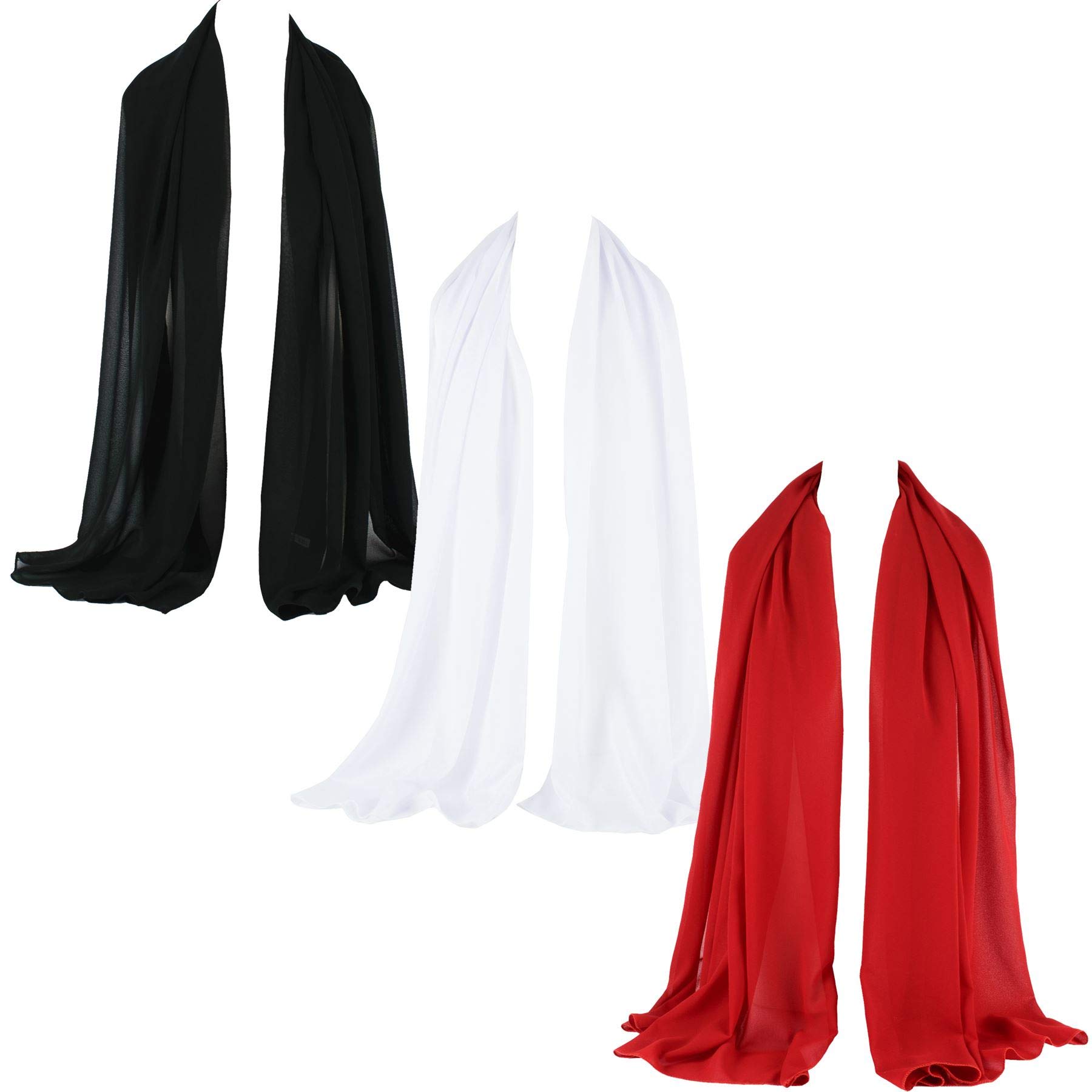 ZAKIRA Chiffon Scarf Sheer Wrap for Women - 3 PACK ZAKIRA Chiffon Scarf Sheer Wrap for Women - 3 PACK