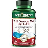 Krill Omega 10X more EPA & DHA with CoQ10 Super Formula from Purity Products. 60 SOFT GELS