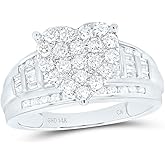 Jewels By Lux 14Kt White Gold 1 Ctw Natural Diamond Cindy Heart Ring, Womens Size: 5-9
