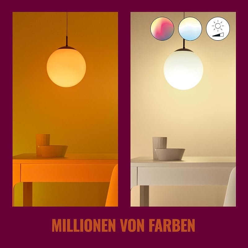 Tunable White & Color 2er-Pack LED Lampe, E14, 40 W, dimmbar, warm- bis kaltweiß, 16 Mio. Farben, smarte Steuerung per App/Stimme über WLAN, Doppelpack