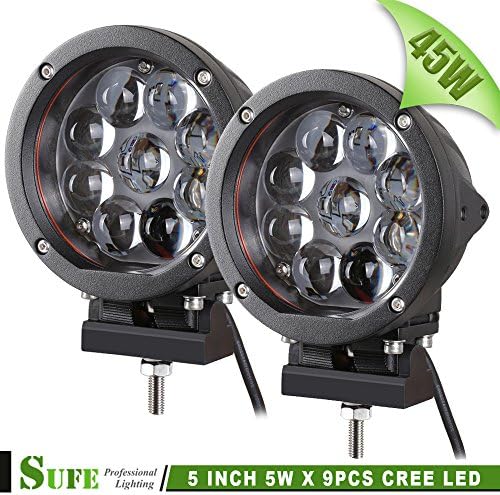 SUFE 2PCS 5.5 INCH 45W CREE LED DRIVING LIGHTS FOR TRUCKS OFF ROAD BOAT 4X4 4WD JEEP WORK LIGHTS Black Ring
