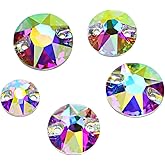 DONGZHOU Round Crystal AB Sew On Rhinestones Flatback Sew on Fancy Rhinestone with Holes Sewing Crystals Gemstone Strass for Clothes, Garments, Dress, Jewelry, Belt，Shoes and DIY