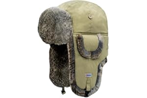 SIOLYAG Winter Trapper Hat,100% Rabbit Fur Russian Ushanka Aviator Hunting Ski Hat Winter Hat with Ear Flaps