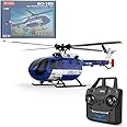 EnuoChbuild Remote Control Helicopter for Adult, C186 MAX BO105 Gunship Helicopter RC 4CH Single Flybarless Aircraft with 6-Axis Gyro - RTF Total Control Version