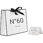 STOBOCTER 60th Birthday Gift Bag for Women Men, 60 Year Old Keepsake Paper Gift Bags with Ribbon and Card, Reusable Gift Wrap Bags for 60th Anniversary Party Gifts Decorations (Medium, 1966, 60th)