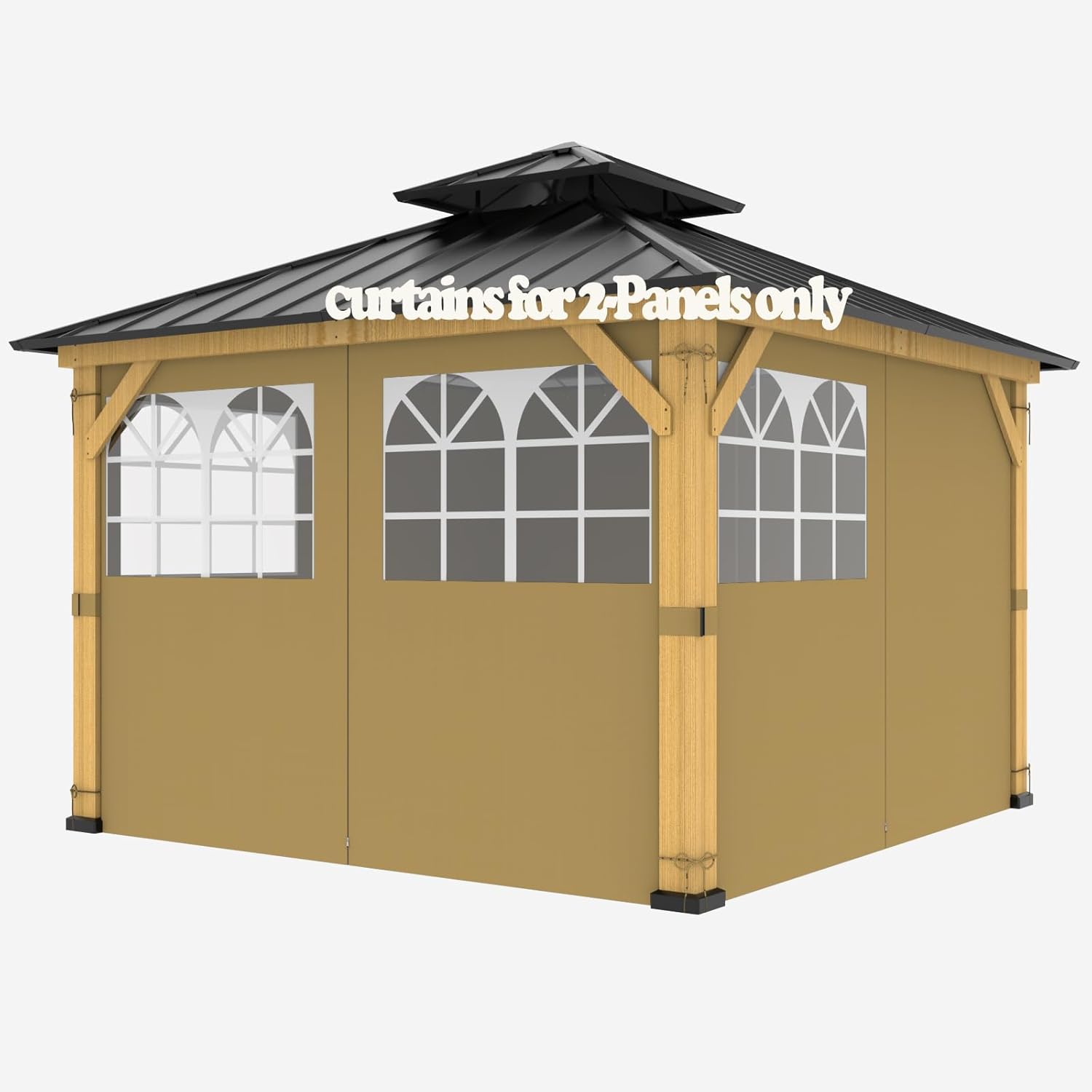 Outdoor Curtains - Gazebo Curtain for 8x8 or 10x10 or 10x12,Privacy Sidewall 2-Panel Universal Replacement Shade Curtains Set,Protecting Side Walls (Only Curtain)-Khaki