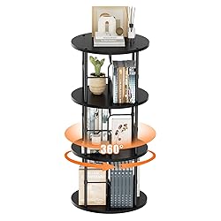 ALLSTAND Rotating Bookshelf, 3 Tier Round Revolving
