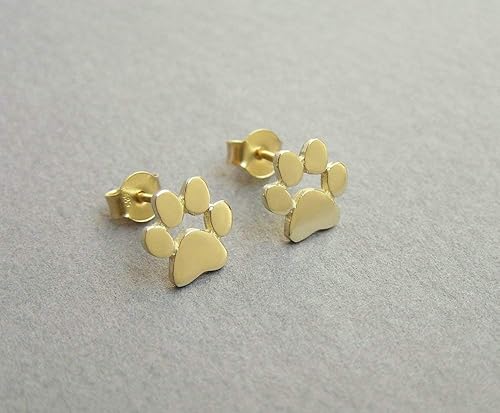 9ct gold paw print earrings