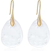 Wovanoo Natural Stone Earrings for Women Boho Dangle Drop Earrings Gemstone Fishhoop Statement Gold Earring