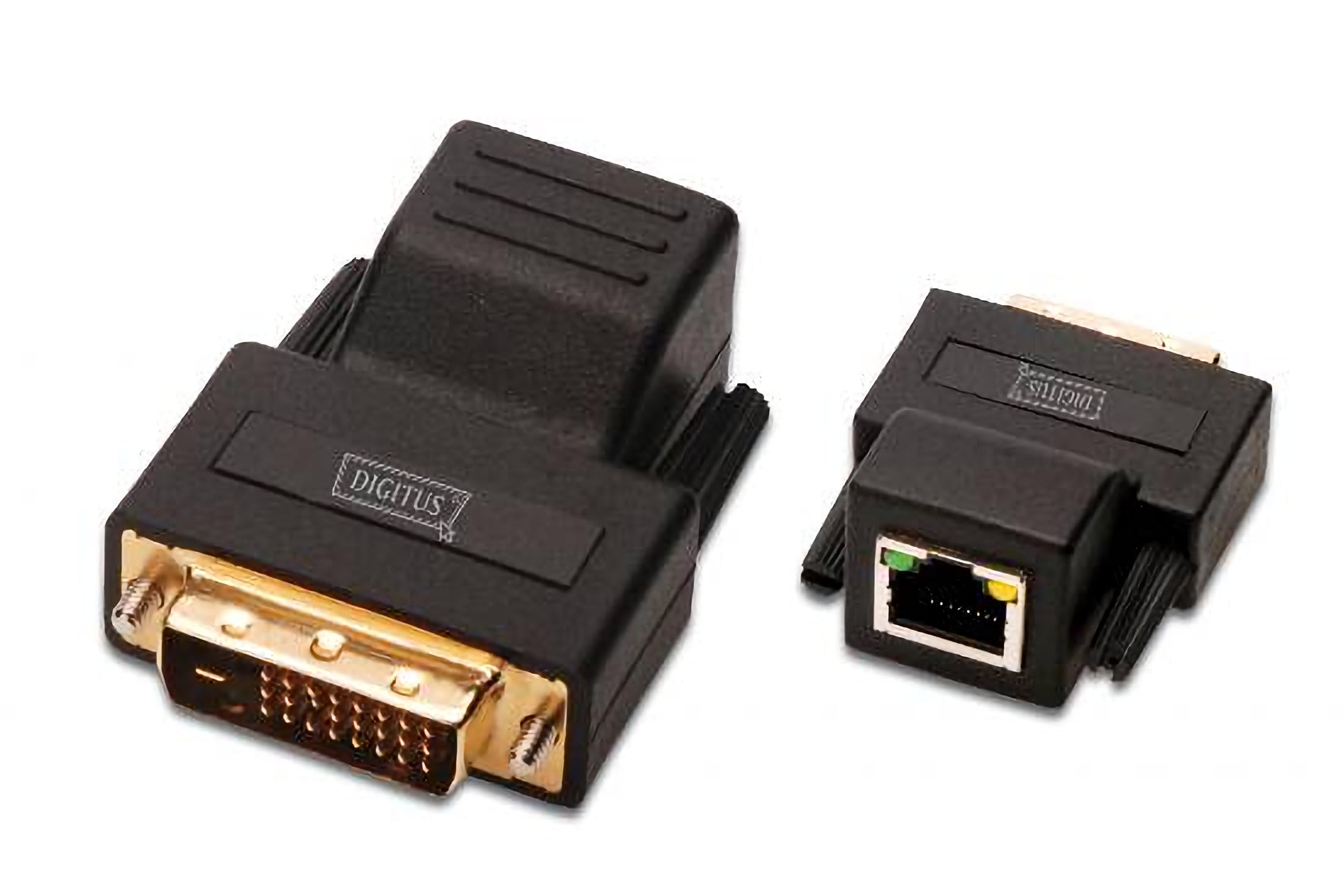 DIGITUS DVI Extender – Transmitter and receiver set – up to 70 m range – Cat 5e or Cat 6 patch cables – resolution up to 1920x1200 pixels – black