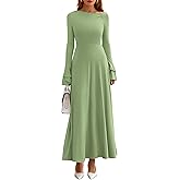 PRETTYGARDEN Womens Dresses Formal Off The Shoulder Long Sleeve Ruched Knit A-Line Maxi Wedding Guest Dress Fall Clothes