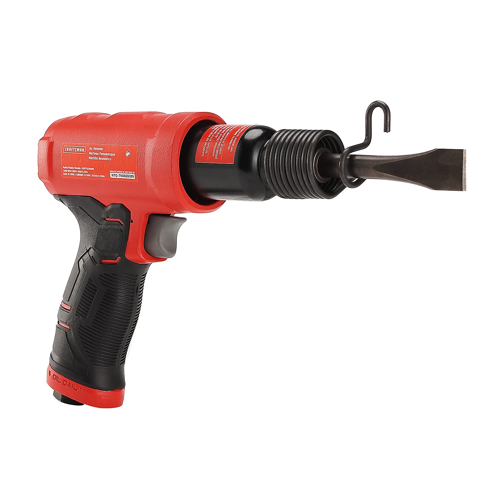 CRAFTSMAN Air Hammer, Medium Stroke, 2,800 BPM, Anti-Slip Handle, 4.4 SCFM at 90 PSI, Flat-Blade Chisel Included