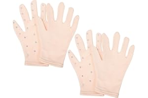 SUPVOX 2 Pairs Figure Skating Gloves with Rhinestones: Skin Color Opaque Gloves for Girls & Women - Thermal Stretchy Performa