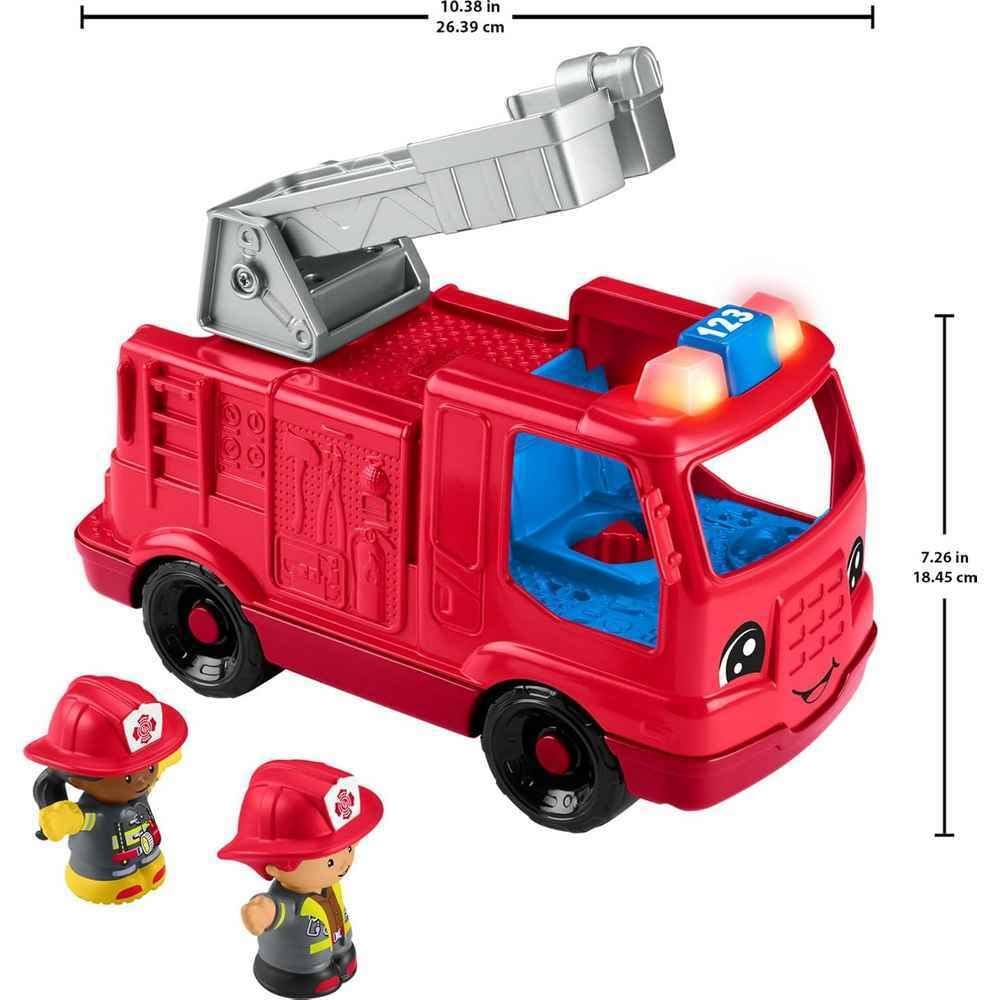 Fisher-Price Little People Toddler Toy Fire Truck Musical Push-Along Vehicle with 2 Figures for Pretend Play Ages 1+ Years