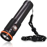 Onature 2000 Lumen Professional Diving Flashlight, Rechargeable IP68 Waterproof 100M Underwater Torch with Type-C, Black (Not Include Battery)