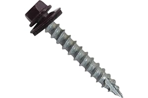 JAKE SALES #14 Metal ROOFING SCREWS(250) Screws x 1-1/2" BURGUNDY Hex Washer Head Sheet Metal Roof Screw. Self starting/self tapping metal to wood with EPDM washer. Colored head. for corrugated roofing