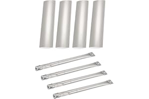 SUONA SZ-45 Grill Replacement Parts for Kenmore 148.20125510, 148.16656010, 148.16656011, 148.16154210, Master Forge P3018, SH3118B Gas BBQ Grills, Burner Tubes + Heat Plates, 4-Pack