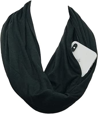 Pop Fashion Scarves for Women, Girls, Ladies, Infinity Scarf with Zipper Pocket Pattern