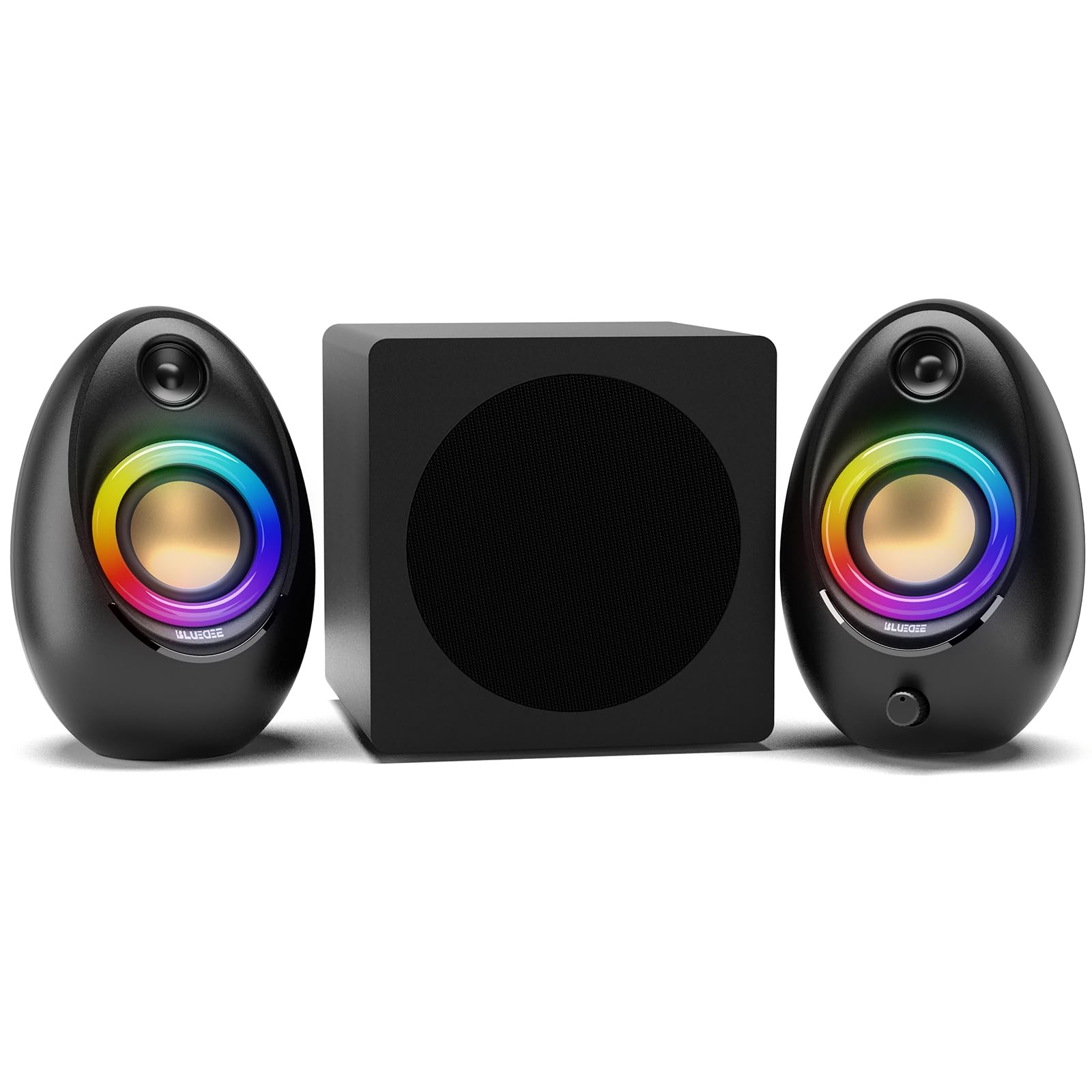 Photo 1 of Bluedee Computer Speakers with Subwoofer, 2.1 PC Speakers with Deep Bass and 80W Peak Power, Adapter Powered, Bluetooth 5.4 & USB/USB-C/AUX-in, RGB Desktop Speakers for Computer, Laptop, Monitor