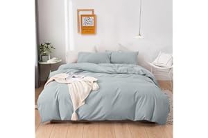 Houseri Blue Comforter Set Queen Haze Blue Bedding Women Girls Light Blue Comforter Sets Queen Size Boys Men Dusty Baby Blue Bedding Sets Queen Modern Greyish Blue Soft Comforter Quilts Queen Blanket