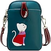 Small Crossbody Bag for Women Leather Lightweight Cute Cat Cell Phone Purse with Crossbody Strap
