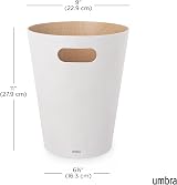 Umbra Woodrow 2-Gallon Modern Wooden Trash Can White Natural view 3