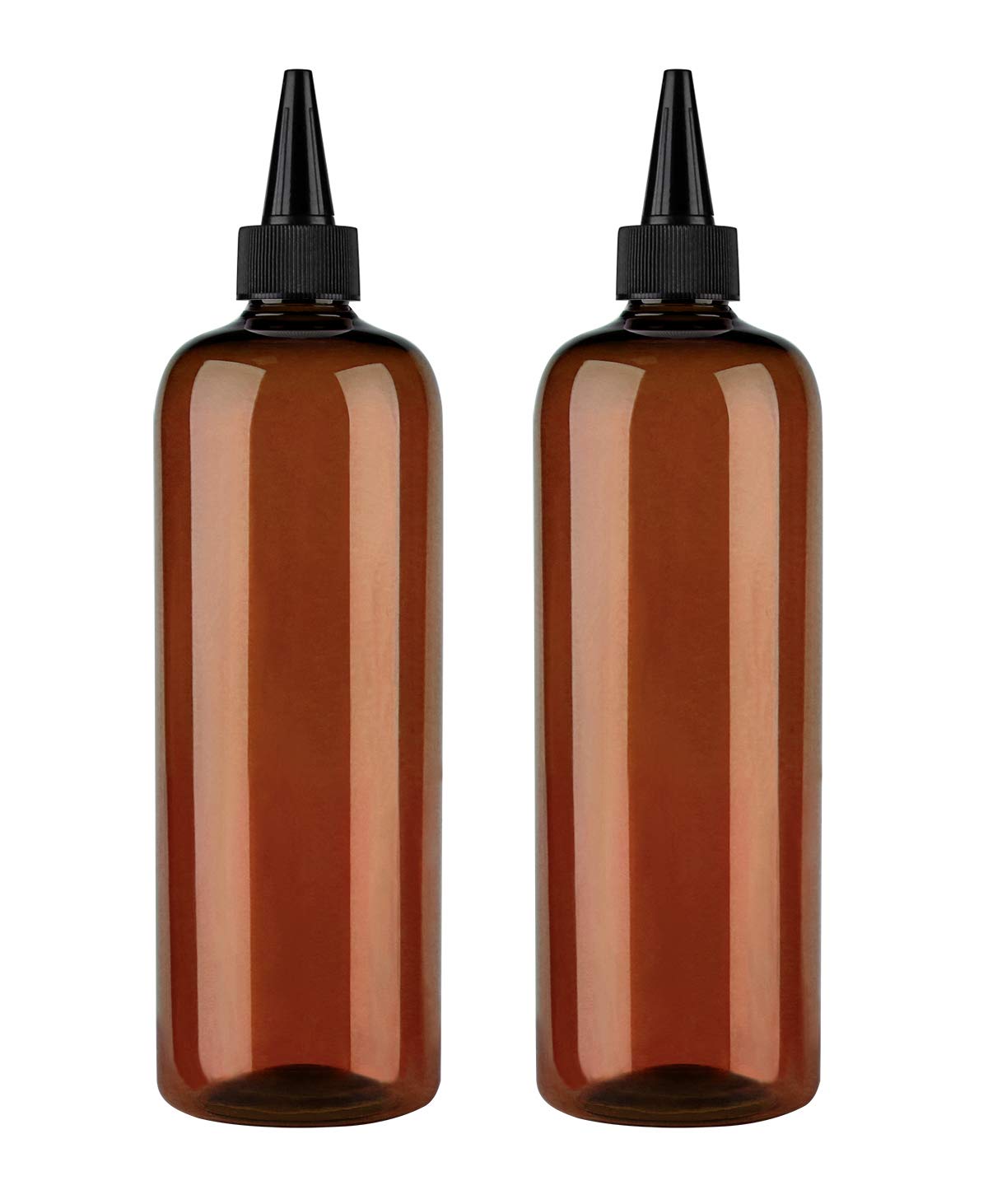 Sdootbeauty Hair Color Bottle Applicator, Applicator Bottle 16 ounce, Squeeze Bottle for Hair, PET Plastic Refillable Bottles with Twist Top Cap-2 Pack, Brown