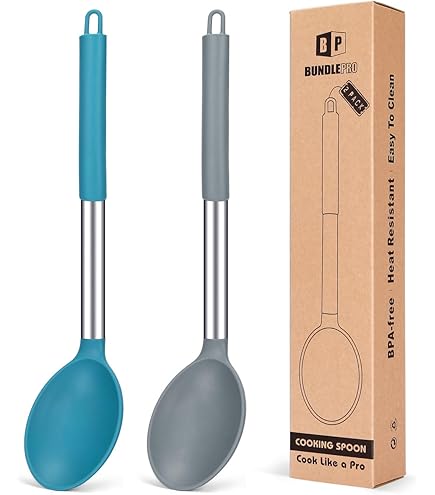 Set De 2 Cuillères De Cuisine En Silicone - Ustensiles Résistants à La Chaleur, Antiadhésifs, Pour Mélanger Et Servir