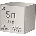 PFCKE Tin Cube Metal Density Cubes Pure Metal High Density Element Cube for Element Collections Lab Experiment Periodic Table Collection DIY Teacher Science Creative Gift（Tin，1 Inch）