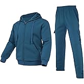 Nothinchan Men's Tracksuit 2 Piece Thick Warm Sweatsuit Set Sweatpants and Hoodie Fleece Athletic Jogging Suits With Pockets