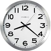 Howard Miller Gooding Wall Clock II 547-688 &ndash; Modern Round Brushed Aluminum, Flat Glass Crystal, Sturdy Metal Frame, Classic Black Accents, Quartz Movement