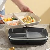 Divided Plates 10.5 Inch for Kids Adults, Portion Control Bariatric Plate, Wheat Straw Plates with 3 Compartments, Unbreakable Reusable Portion Control Plates, BPA Free (Grey Series-4PACK)