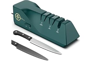 Knife Sharpener, Diamond Abrasives Electric Knife Sharpener for Stainless Steel and Ceramic Knives, with Dust Collection Box,