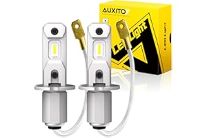 AUXITO H3 LED Fog Light Bulbs, 6500K White, 500% Brightness, CSP Chips, H3ll LED Fog Lights, 1:1 Mini Size, Plug and Play, H3