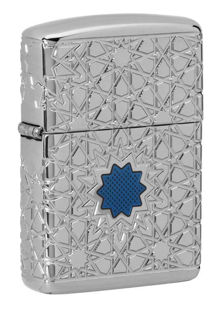 Zippo - Windproof Lighter, Arabic Star Pattern, Silver, Highly Polished Chrome, Deep Carve Epoxy Inlay, Refillable, Gift Box, Made in the USA — image 1
