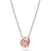 Just Refresh Triple Rings 14K Rose Gold Plated Necklace for Women Dainty Cubic Zirconia Pendant Fashion Jewelry Gifts for Her
