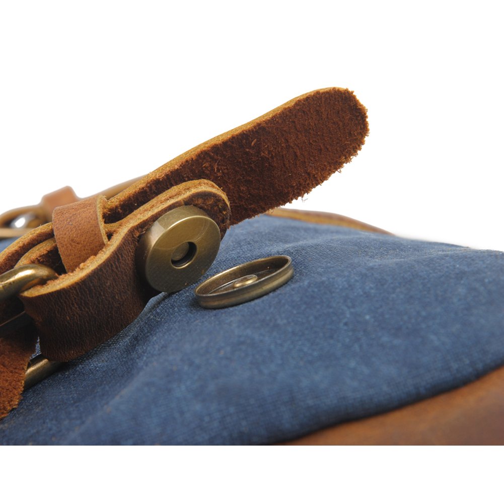 Fresion Multipurpose Vintage Canvas Leather Cross Body Handbag Sling Shoulder Backpack for Men and Women (Blue)