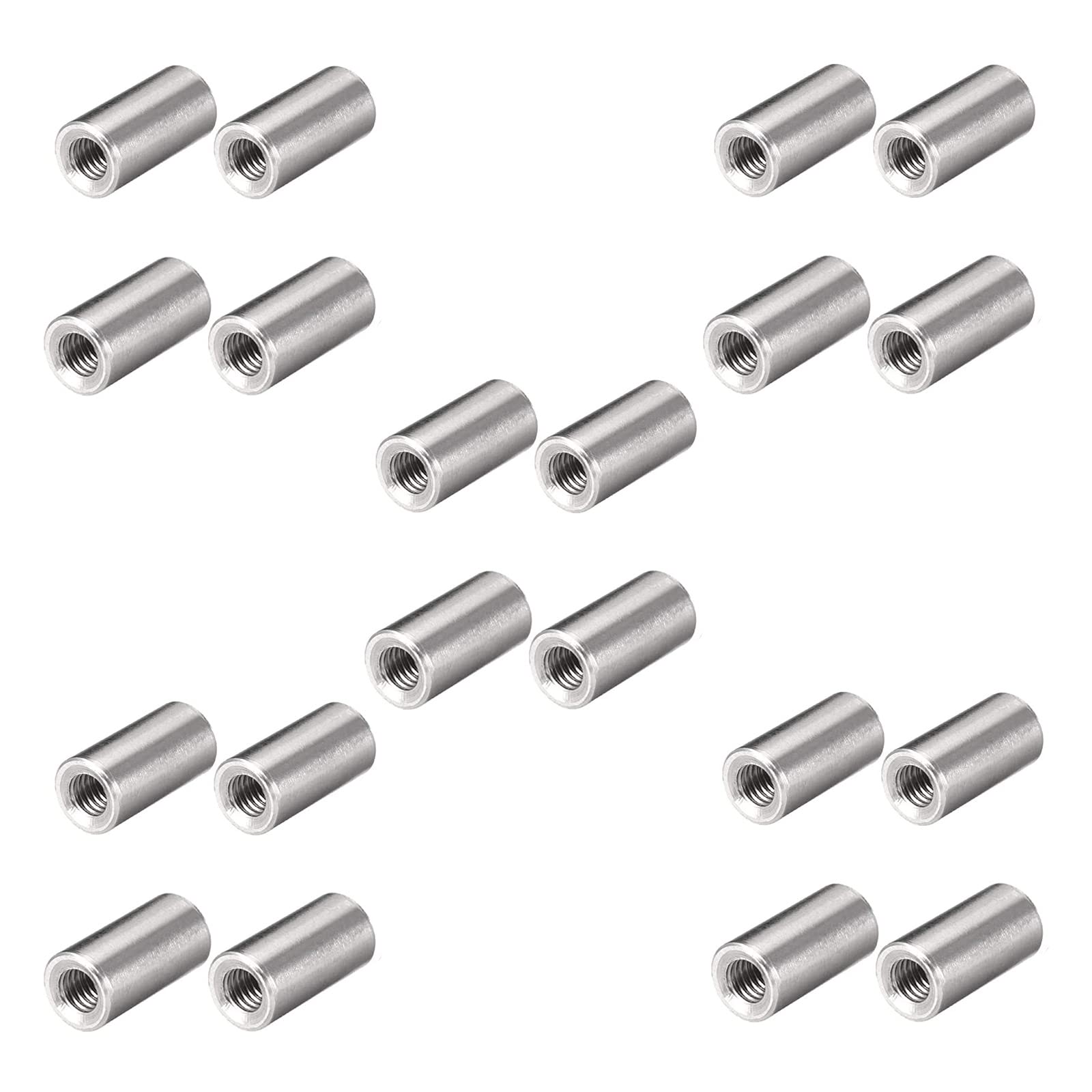 20Pcs M8 12x30mm 304 Stainless Steel Long Nut Round Connector Nuts Female Thread Rod Studding Round Deep Nut