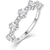 BELRYO 925 Sterling Silver Eternity Ring Elegant and Timeless Ring for Weddings Engagement Anniversary Cubic Zirconia Cut Eternity Stackable Rings for Women