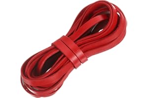 uxcell Flat Leather Cord, 5.5 Yard 8mm Leather String Strips Lacing for DIY Crafts Making Bracelet Purse Strap, Red