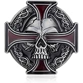 YOQUCOL QUKE Vintage Skull Skeleton Celtic Cross Belt Buckle American Western Cowboy For Men