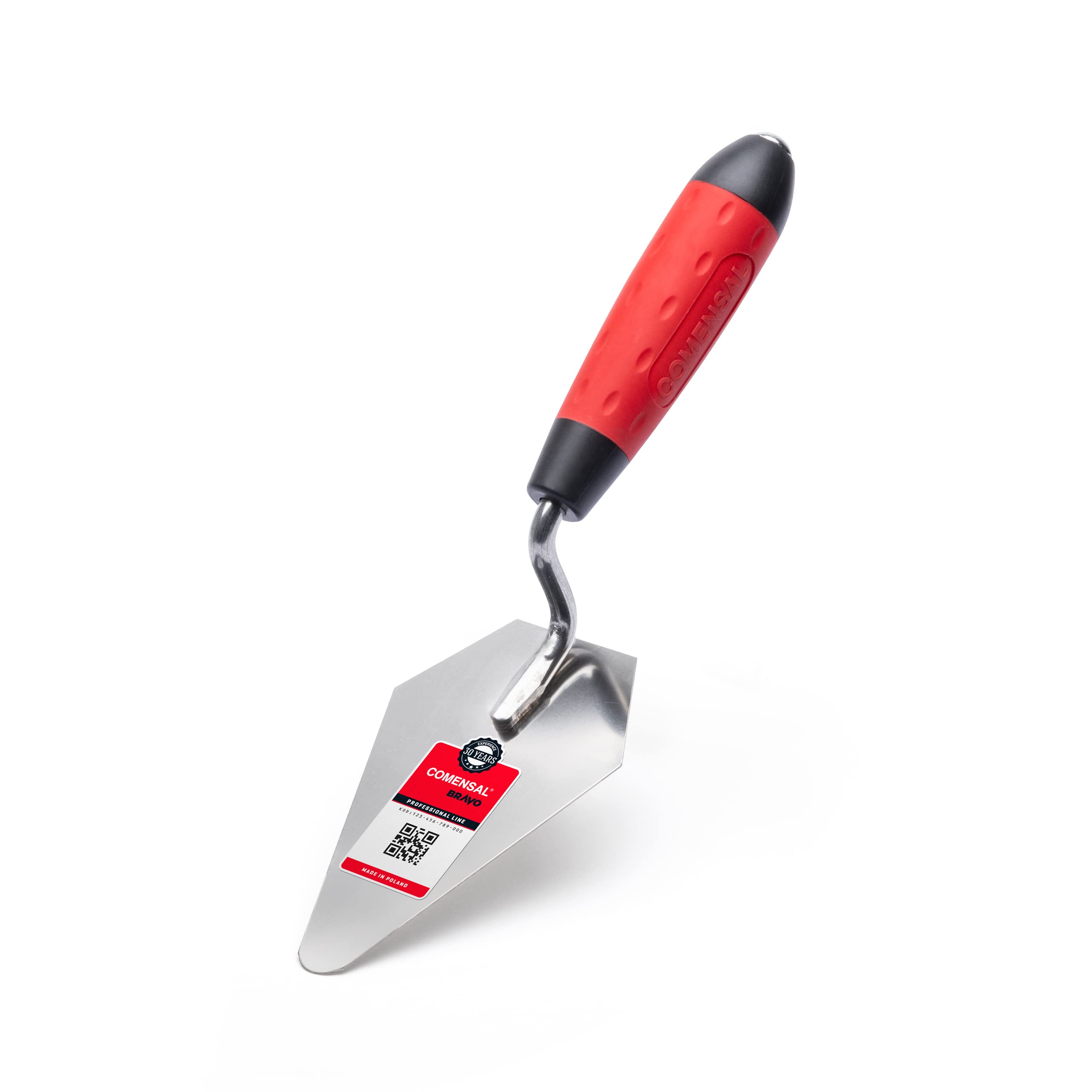 COMENSAL® 5" Brick Trowel - Pointing Trowel - Stainless Steel - Brick Jointing Trowel - Triangular Trowel - Ergonomic Handle - Made in EU - 130 x 80 mm