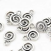 25 Silver Round Swirl Charm 11x8mm (NS785)