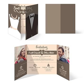 Hochzeitseinladungen Im Altarfalz-Design – 60 Stück, Lila, Mit Foto & Individuellem Text