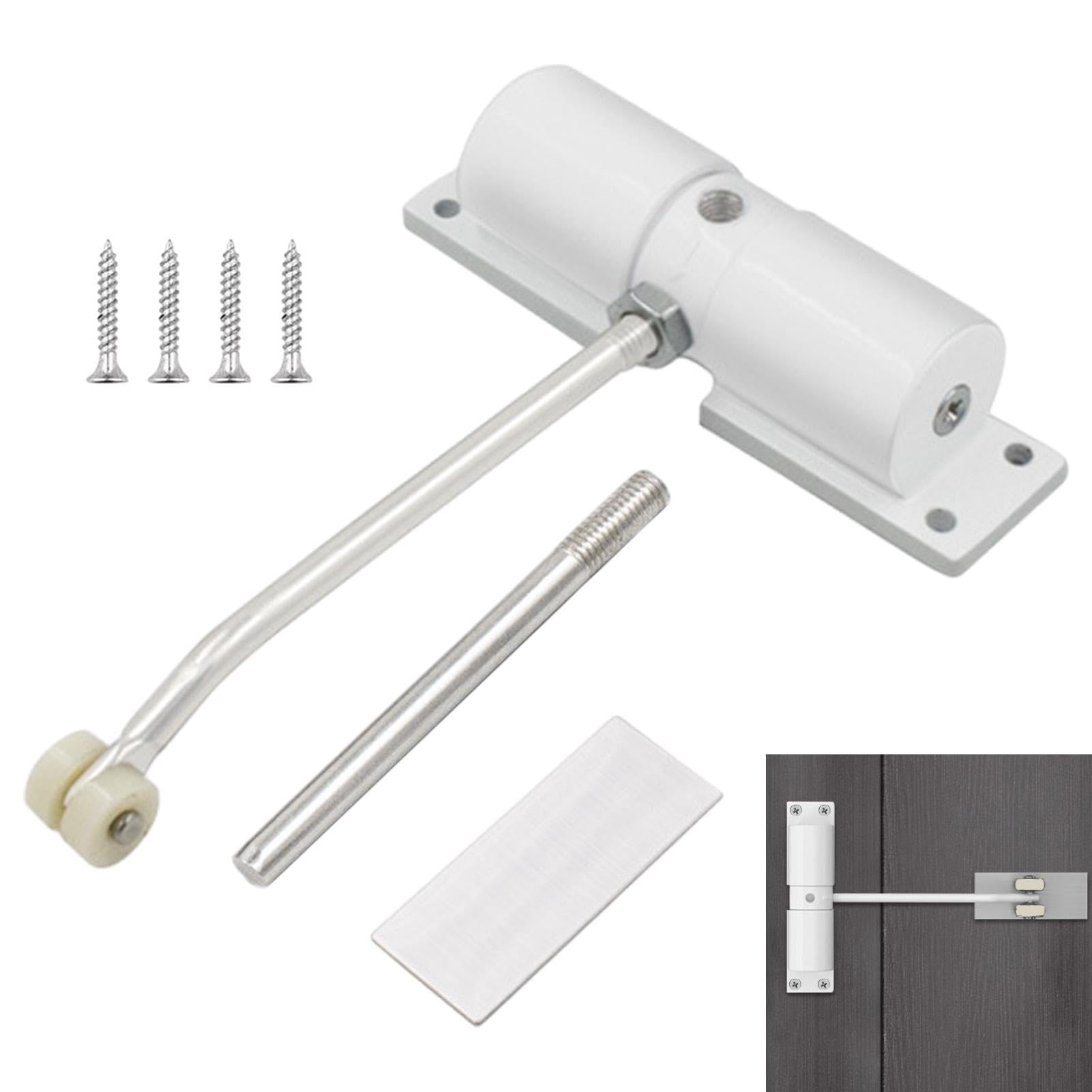 Photo 1 of EMVANV Automatic Door Closer, Zinc Alloy Safety Spring, Adjustable 30 kg, Easy Install, White